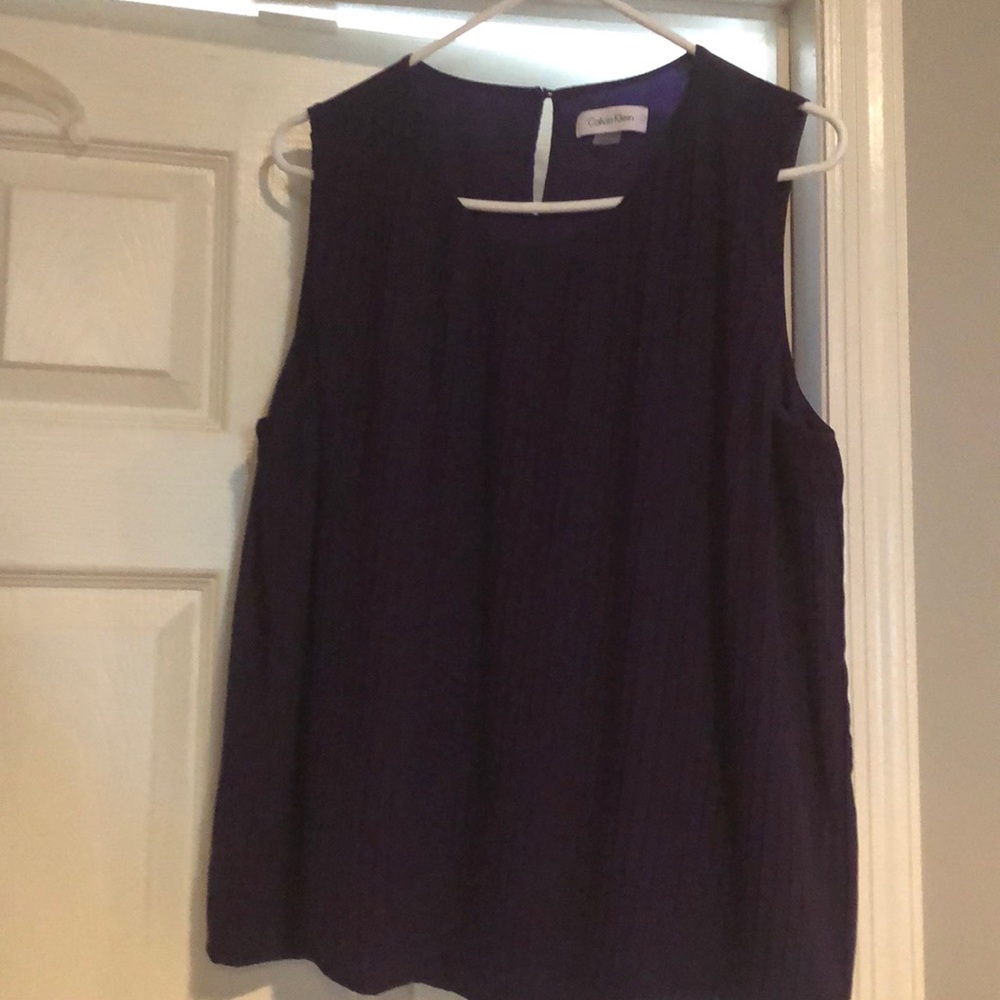 Purple pleated dress blouse Calvin Klein